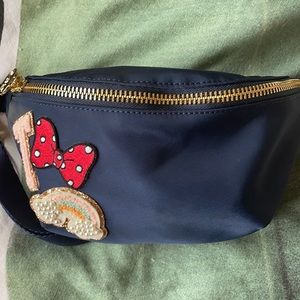 SCL navy fanny pack|| patches glued on|| barely used!